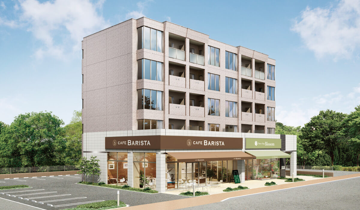 郊外型の貸店舗付き賃貸マンションの例