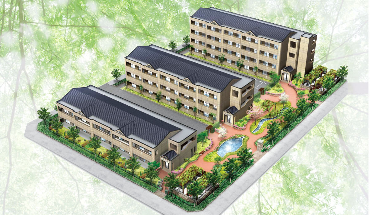 アパート、賃貸マンションを連続して建てる例